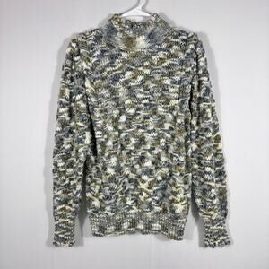 NWT Democracy Blue, Grey and Cream Knit Sweater Size Medium T3